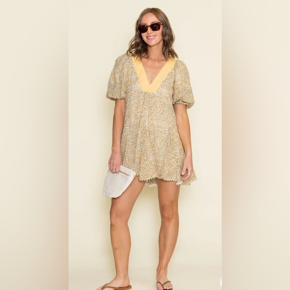 Free People Floral Mini Dress Size Small Half Sleeve Brand New - Picture 6 of 16